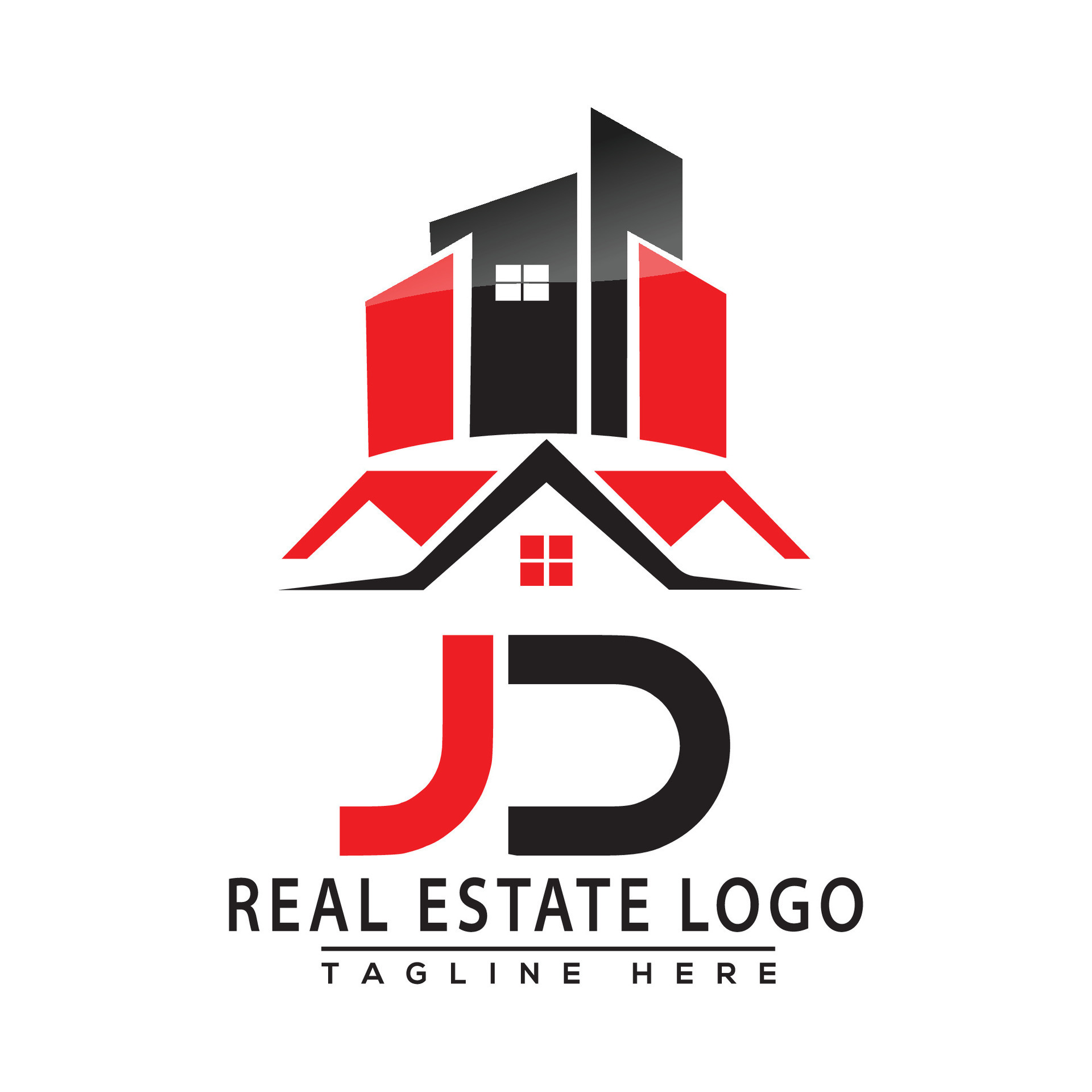 JD Real Estate Logo Red color Design House Logo Stock Vector. 38479517