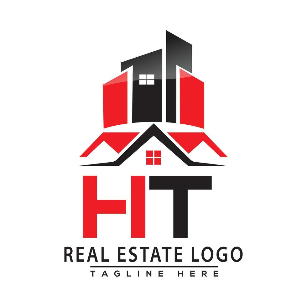 HT Real Estate Logo Red color Design House Logo Stock Vector. vector