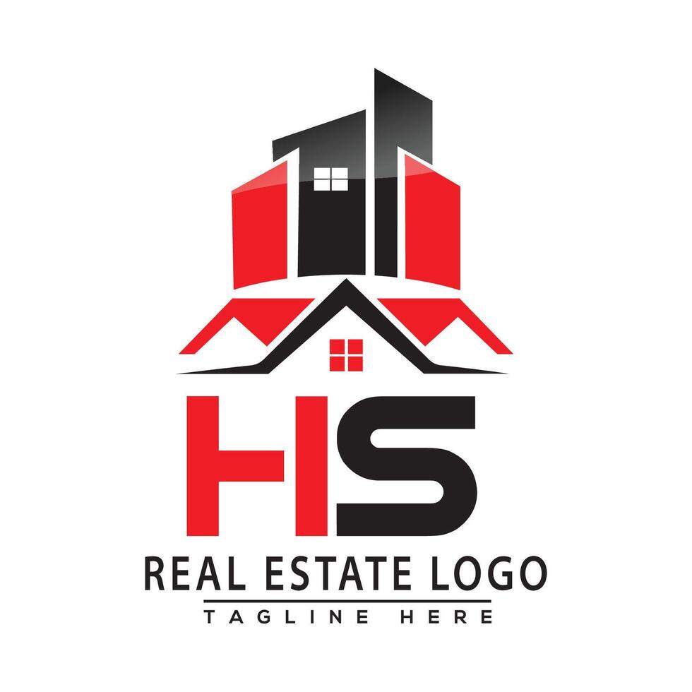 HS Real Estate Logo Red color Design House Logo Stock Vector. vector