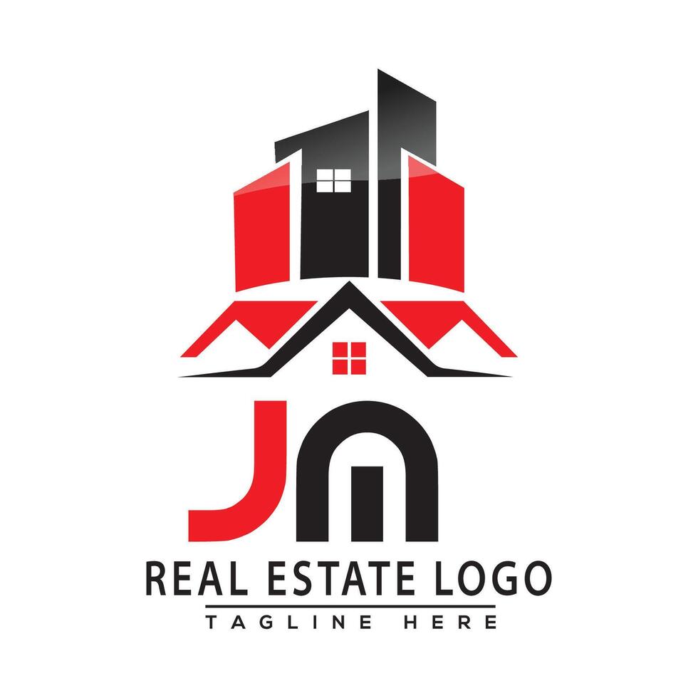 JM Real Estate Logo Red color Design House Logo Stock Vector. vector
