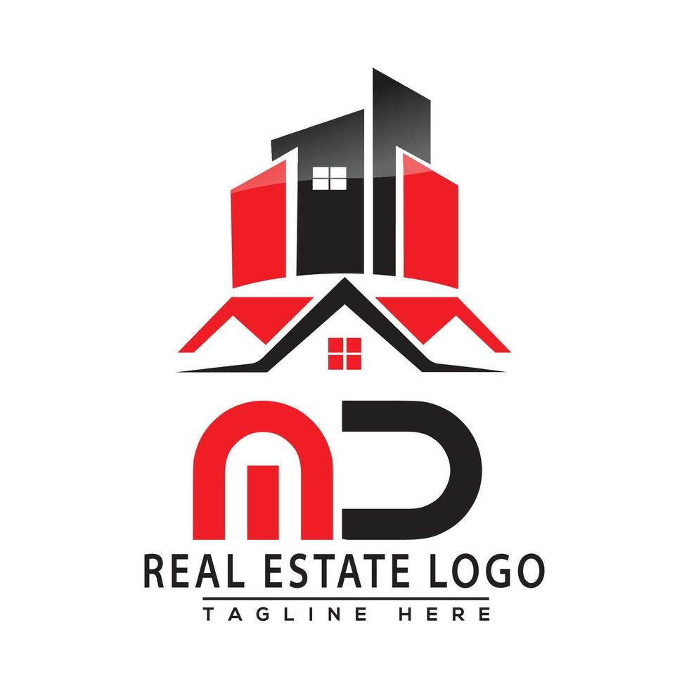 MD Real Estate Logo Red color Design House Logo Stock Vector. vector