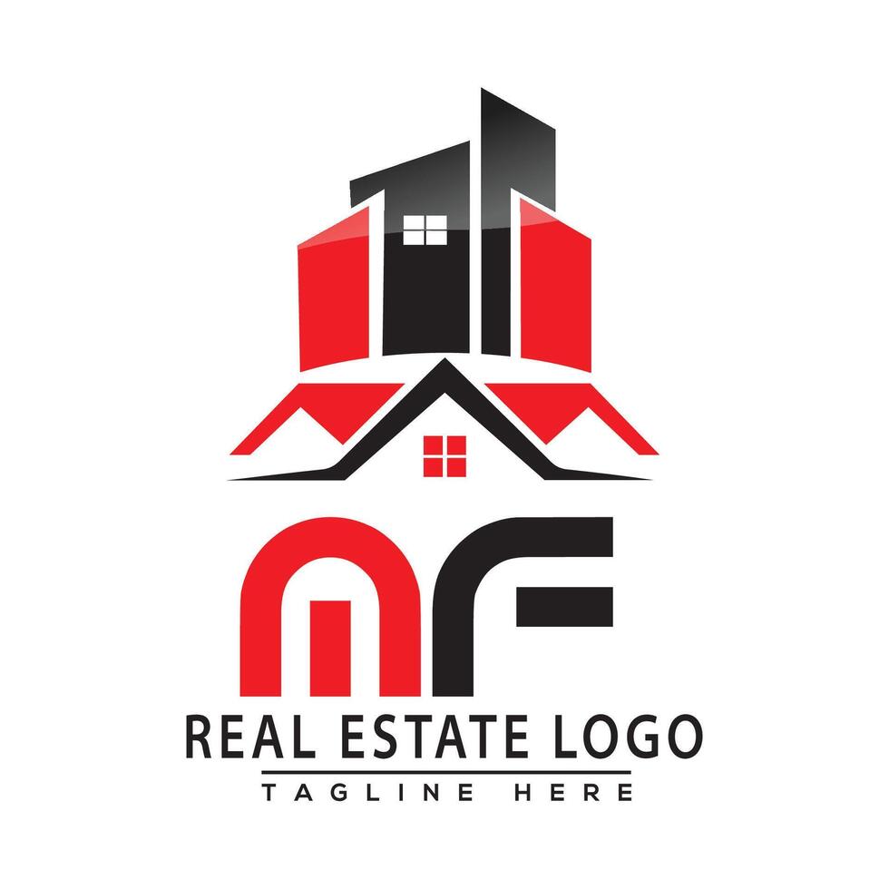 MF Real Estate Logo Red color Design House Logo Stock Vector. vector