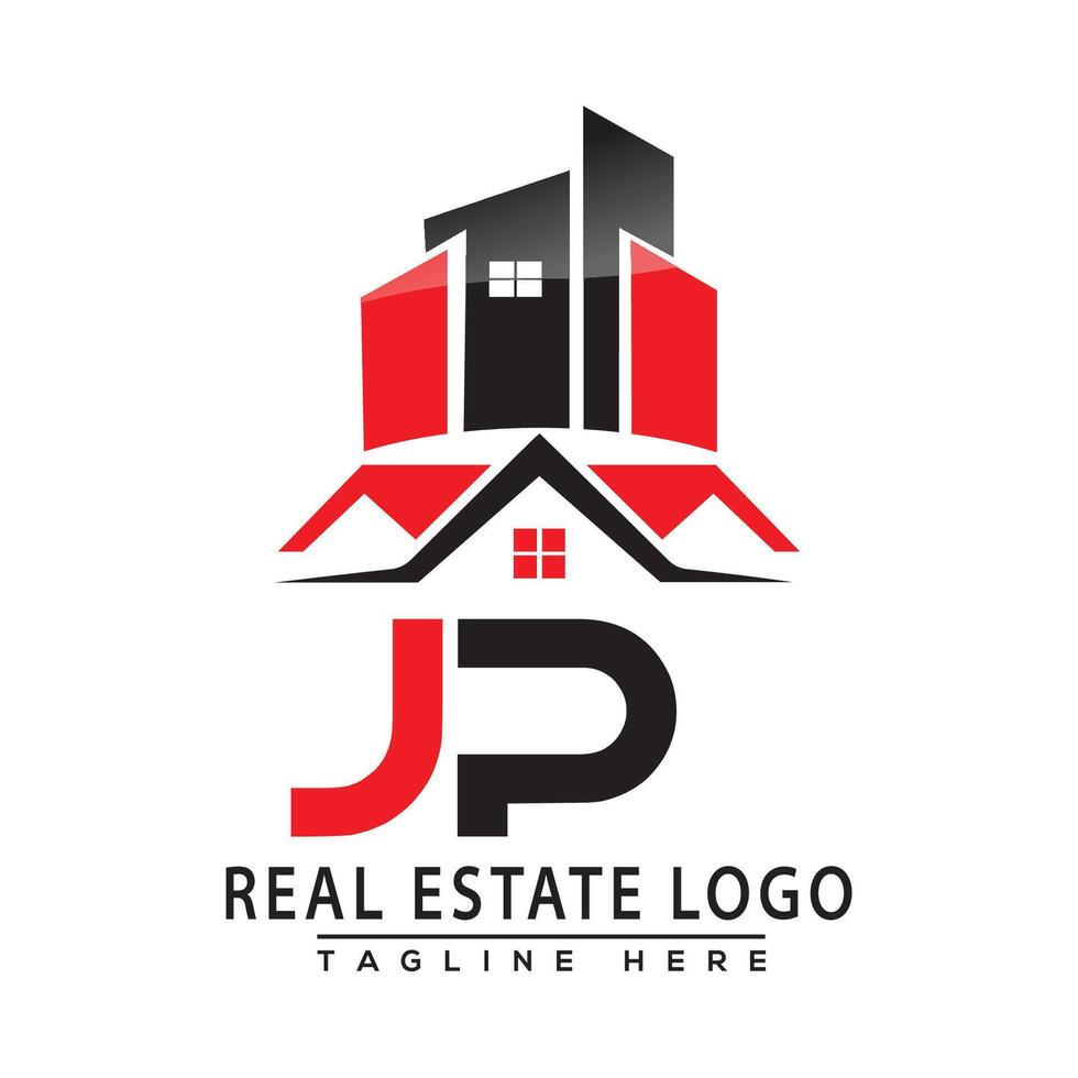 jp real inmuebles logo rojo color diseño casa logo valores vector. vector