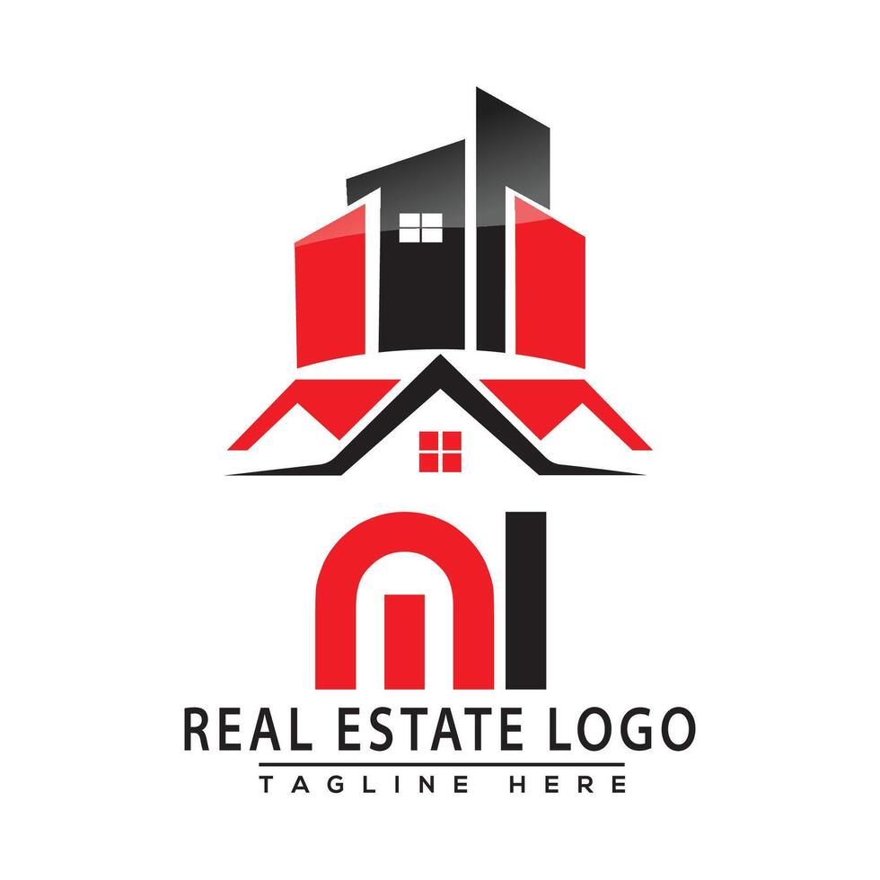 mi real inmuebles logo rojo color diseño casa logo valores vector. vector