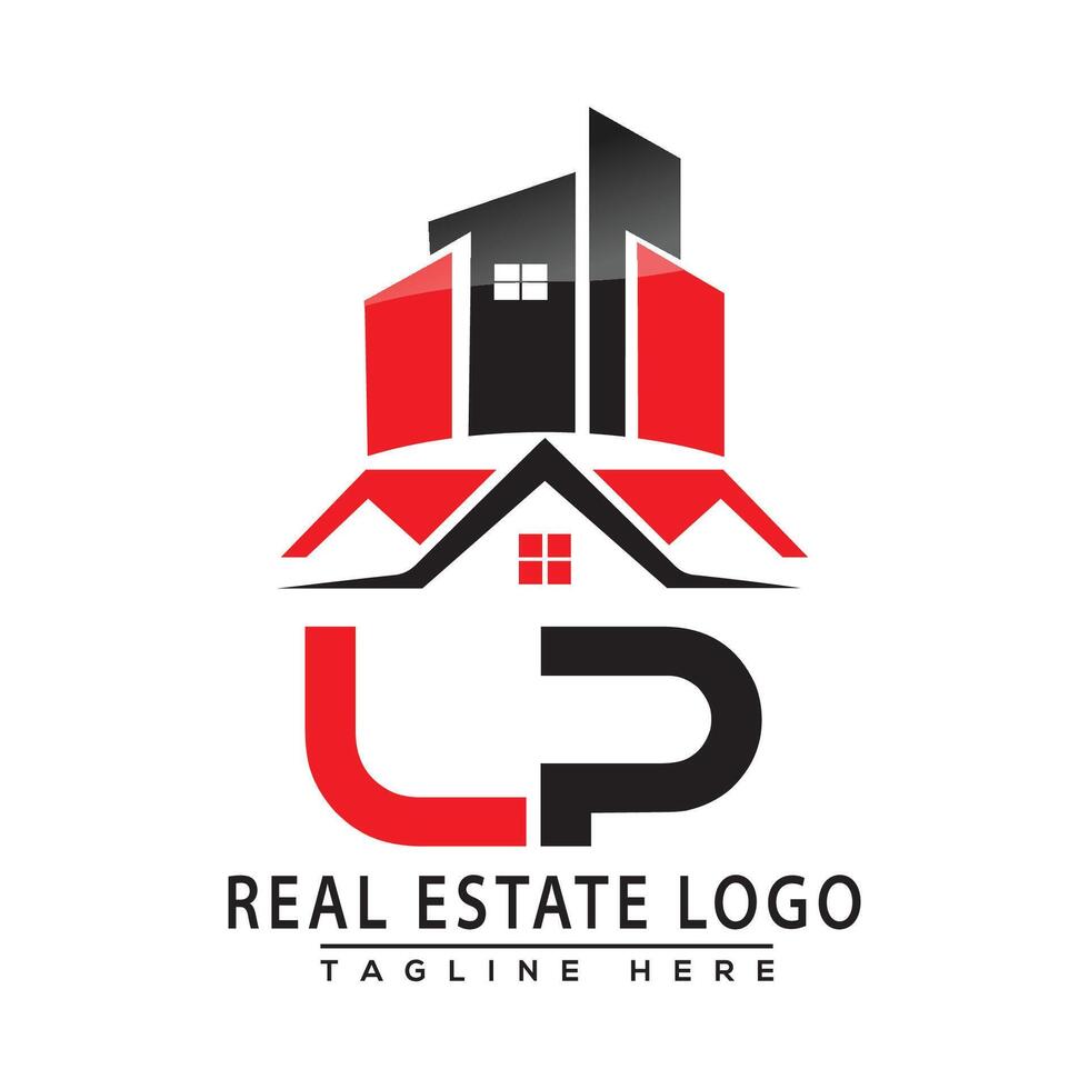 lp real inmuebles logo rojo color diseño casa logo valores vector. vector