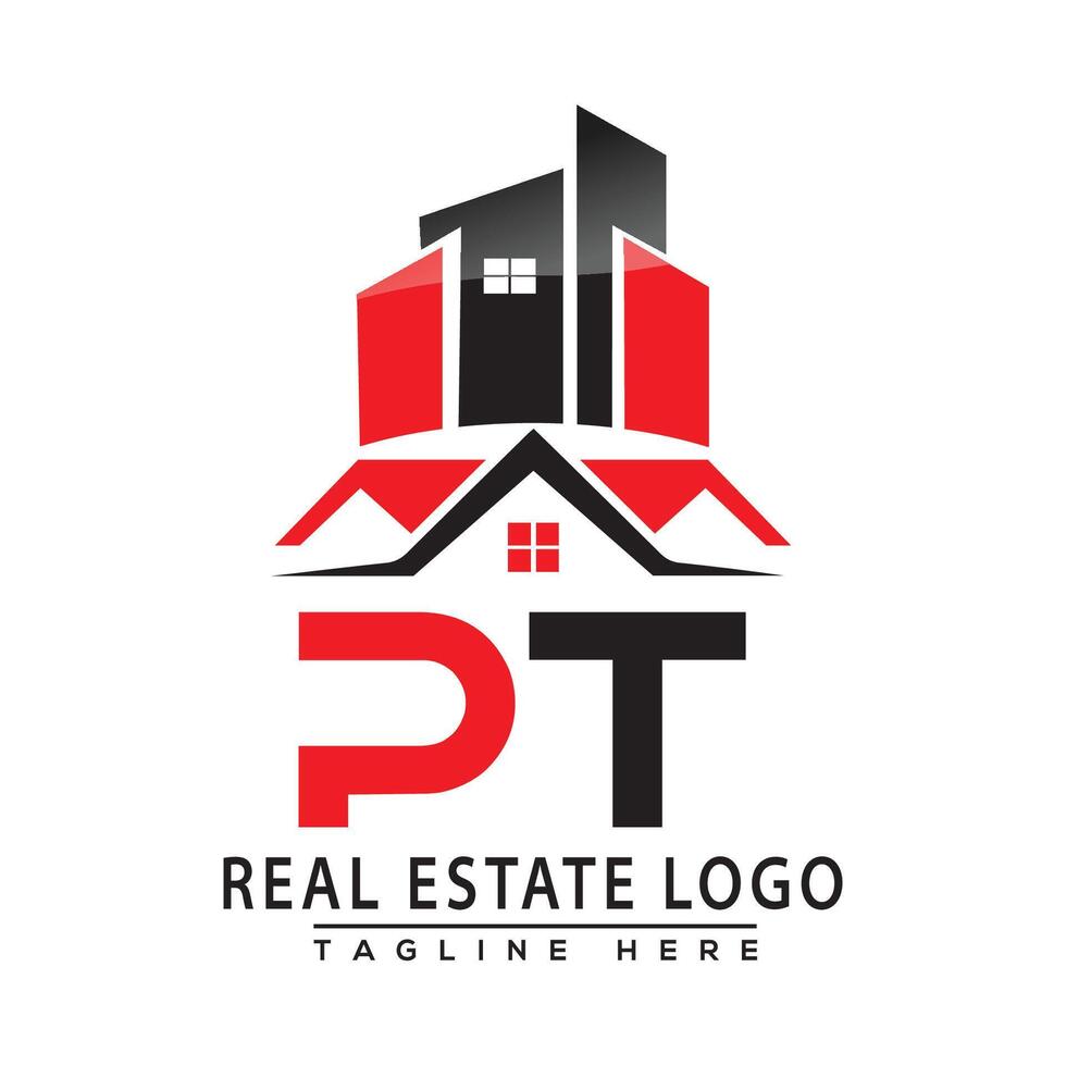 PT Real Estate Logo Red color Design House Logo Stock Vector. vector