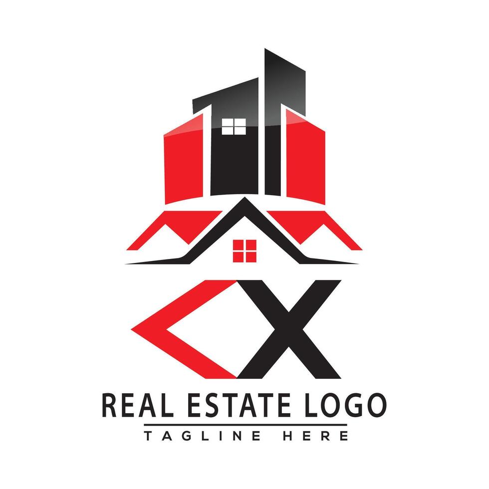 KX Real Estate Logo Red color Design House Logo Stock Vector. vector