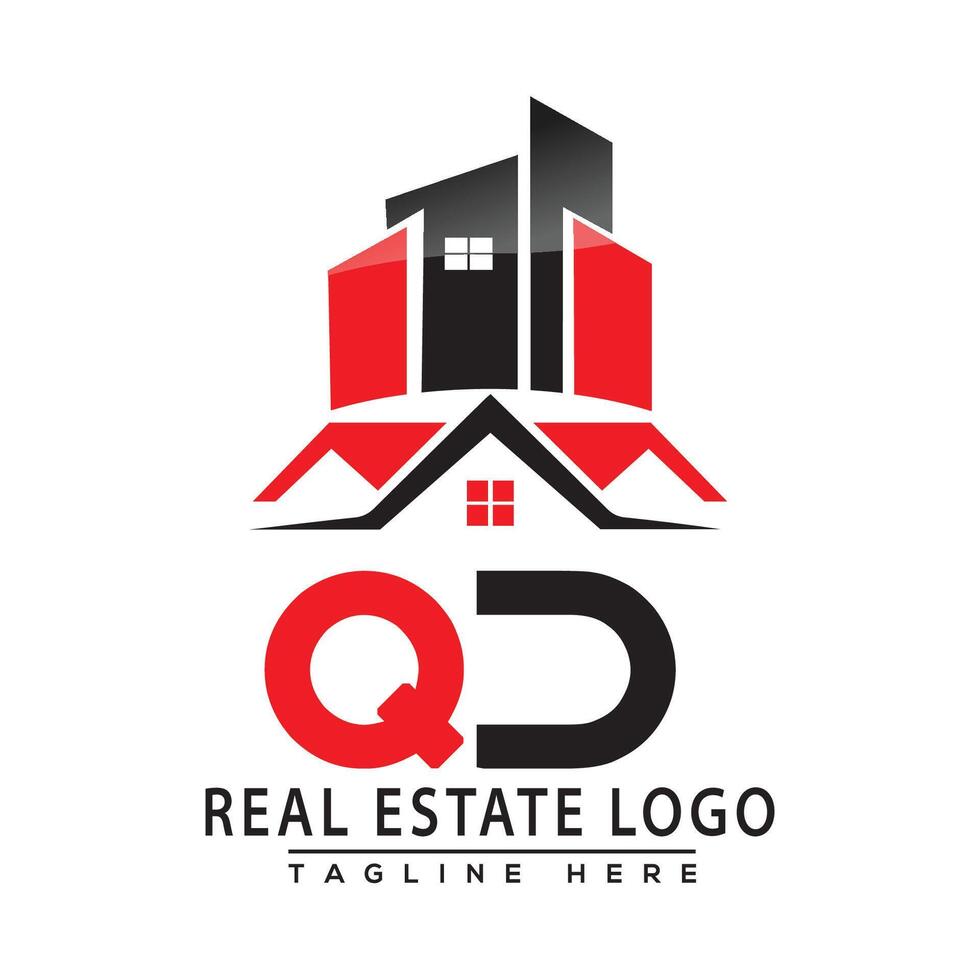 qd real inmuebles logo rojo color diseño casa logo valores vector. vector