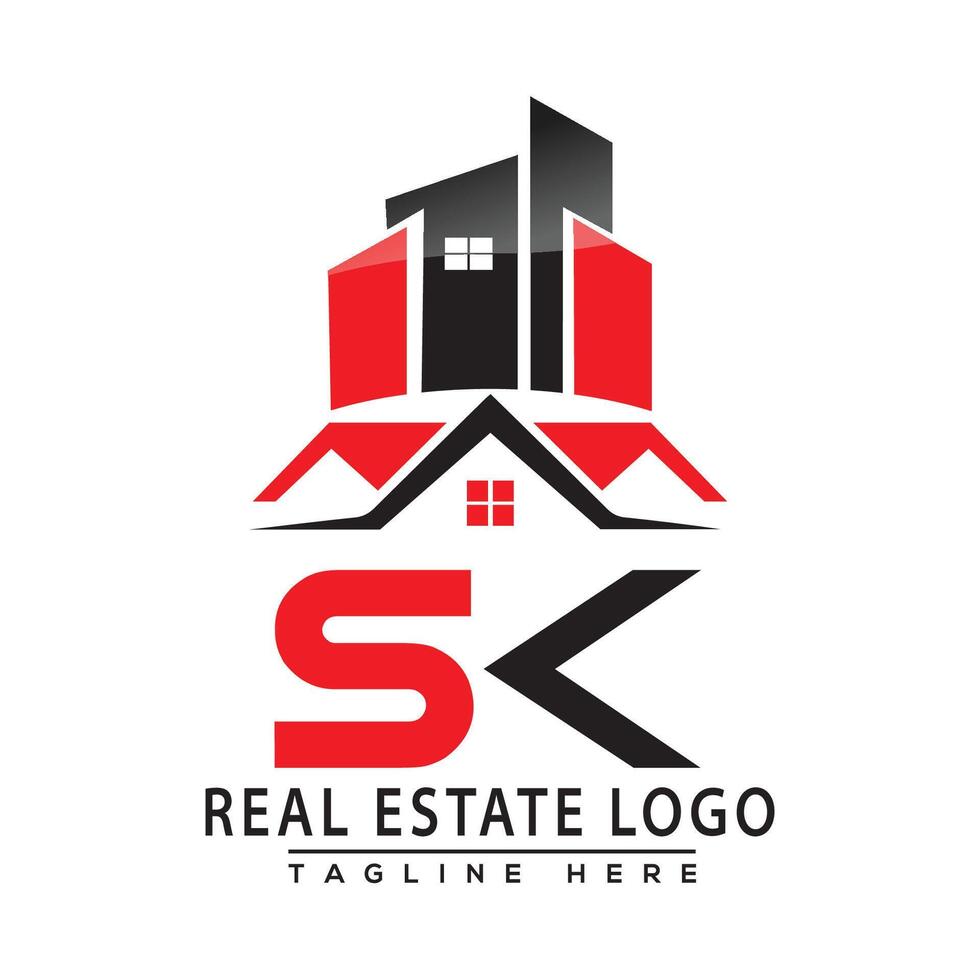 SK Real Estate Logo Red color Design House Logo Stock Vector. vector