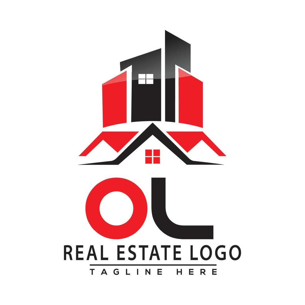 OL Real Estate Logo Red color Design House Logo Stock Vector. vector