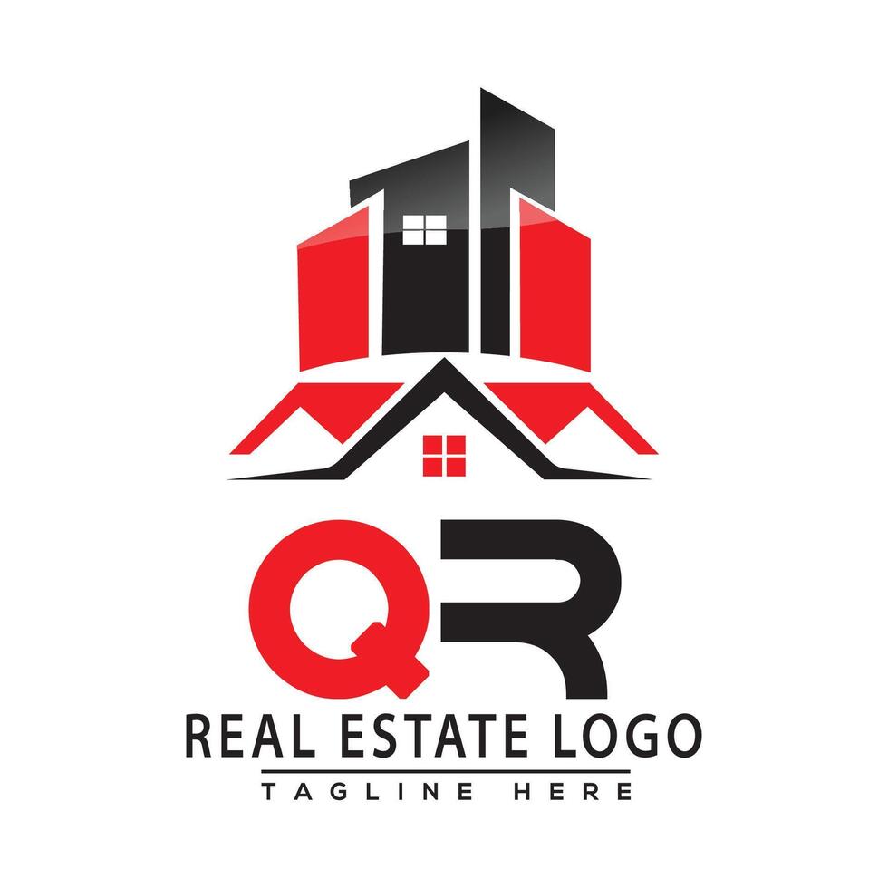 QR Real Estate Logo Red color Design House Logo Stock Vector. vector