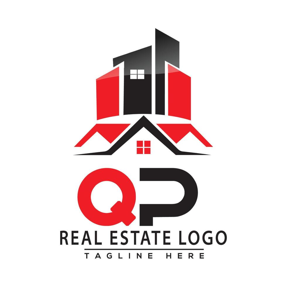 QP Real Estate Logo Red color Design House Logo Stock Vector. vector