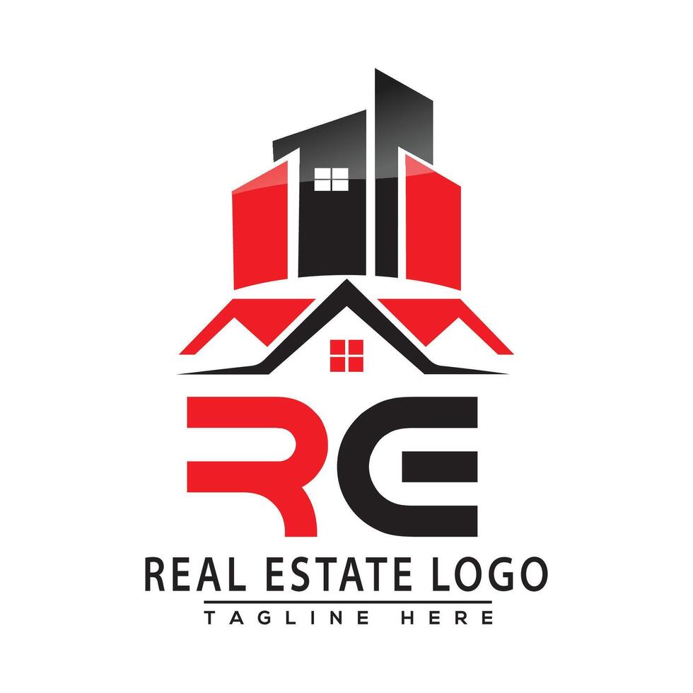 RE Real Estate Logo Red color Design House Logo Stock Vector. vector