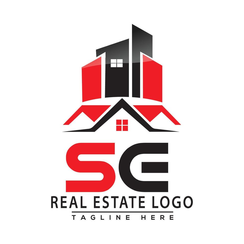 SE Real Estate Logo Red color Design House Logo Stock Vector. vector