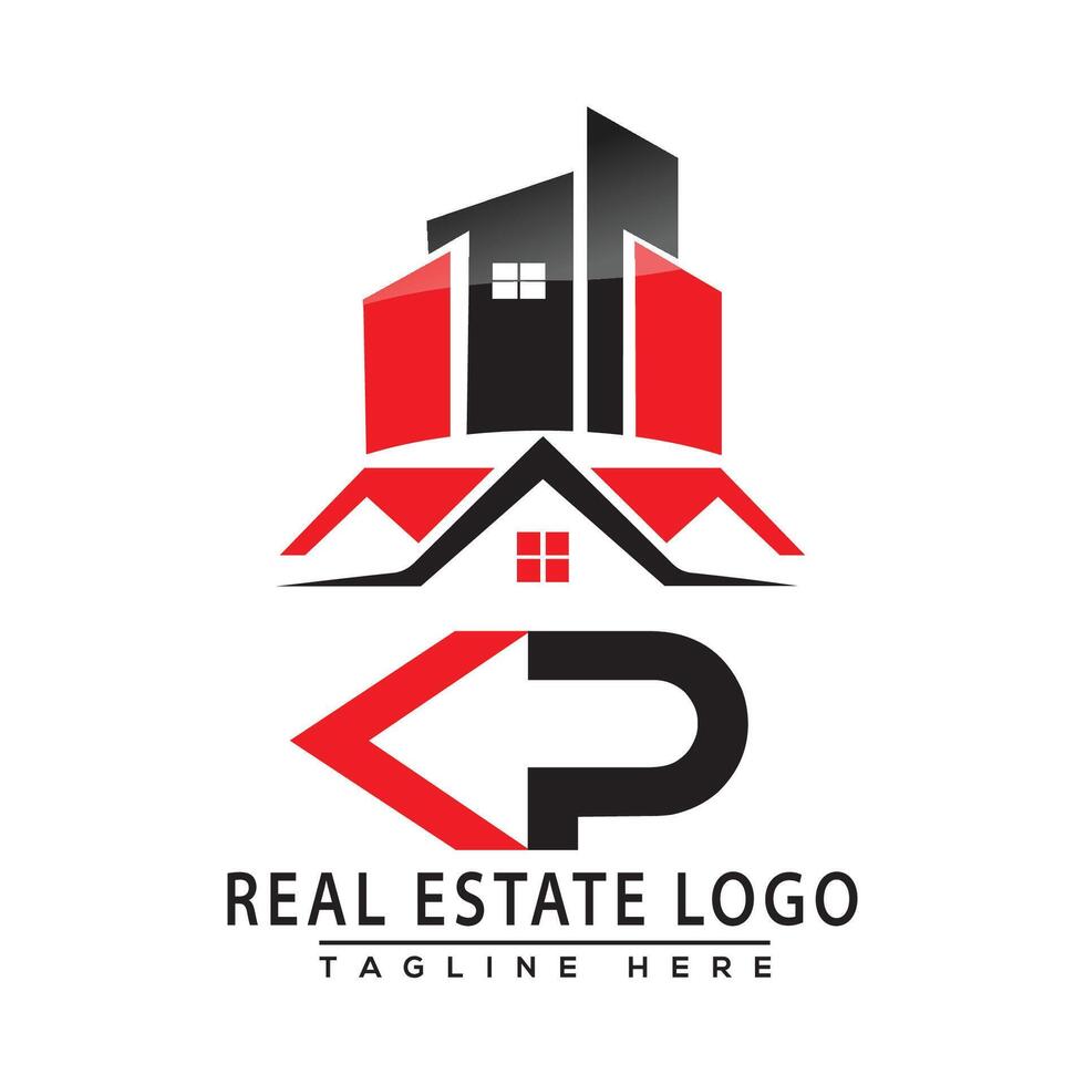 kp real inmuebles logo rojo color diseño casa logo valores vector. vector