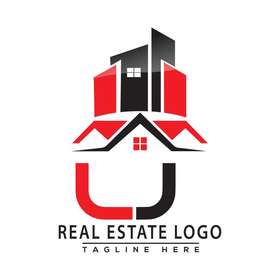 lj real inmuebles logo rojo color diseño casa logo valores vector. vector