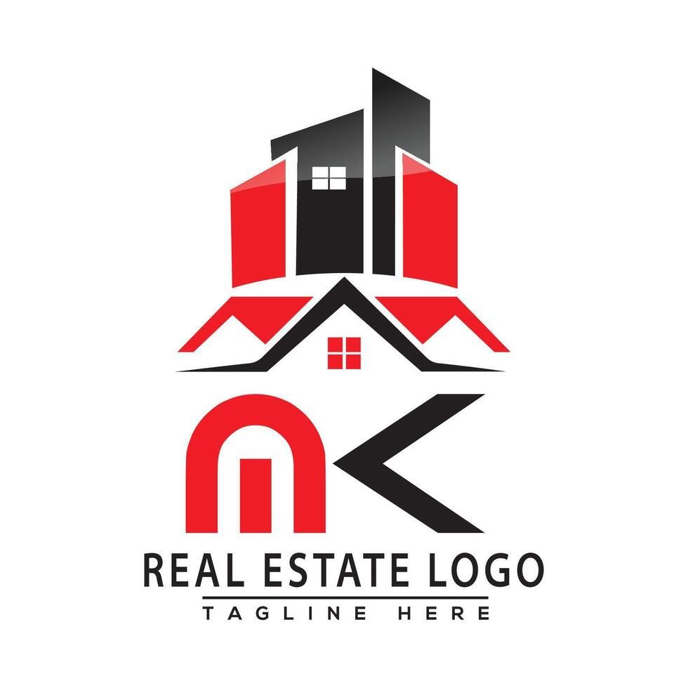 MK Real Estate Logo Red color Design House Logo Stock Vector. vector