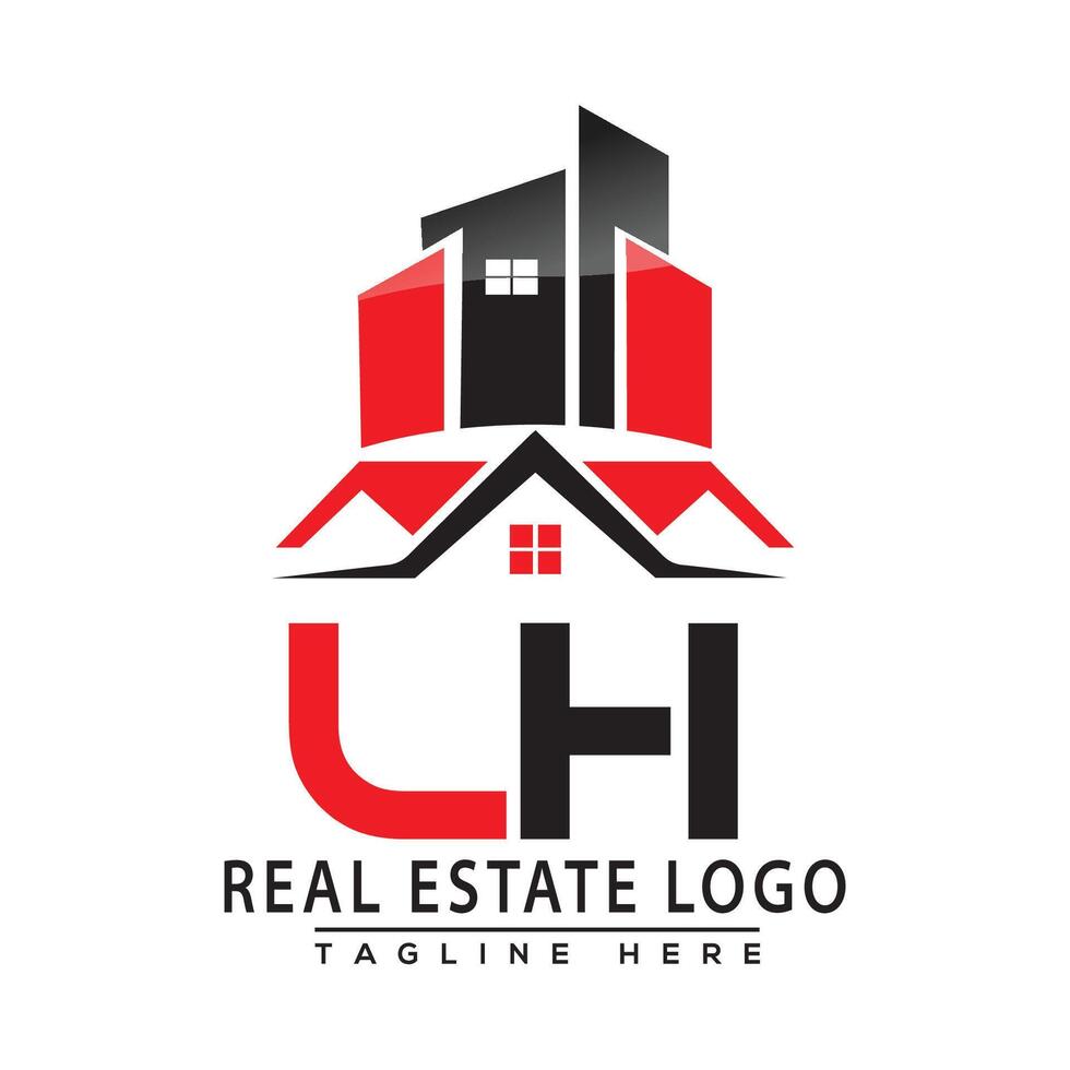 lh real inmuebles logo rojo color diseño casa logo valores vector. vector