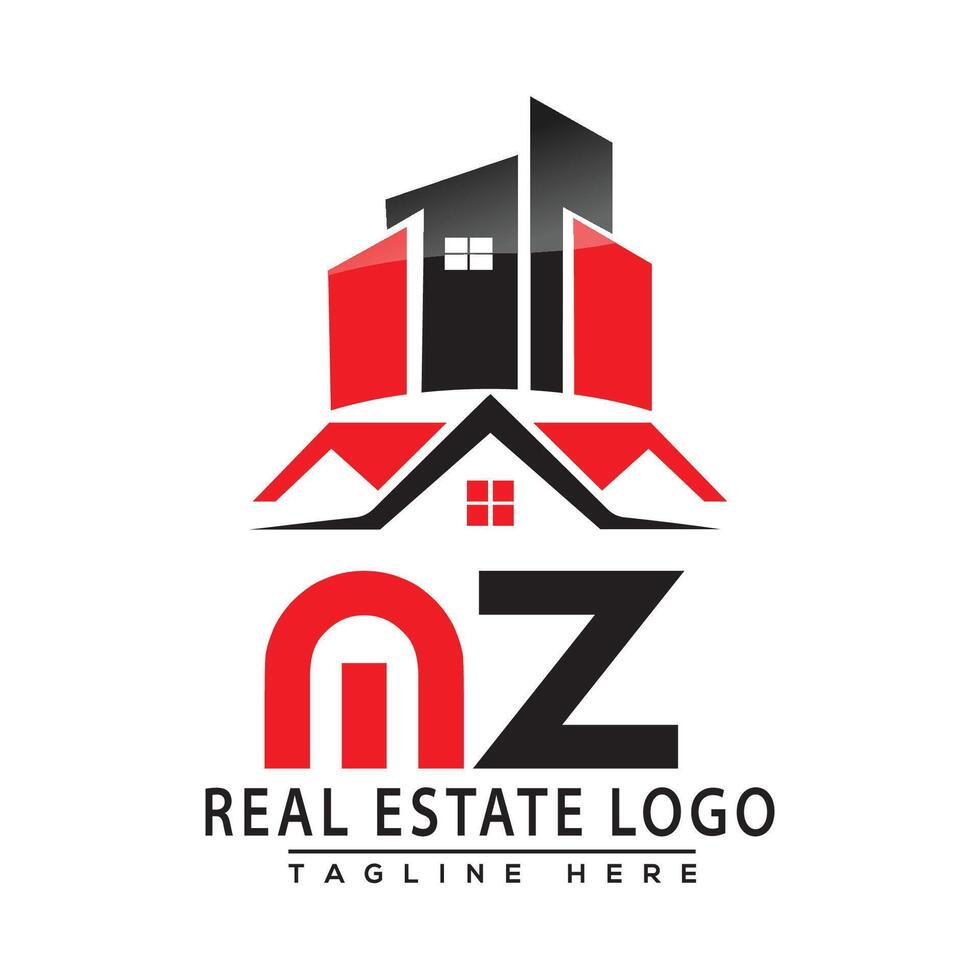 MZ Real Estate Logo Red color Design House Logo Stock Vector. vector