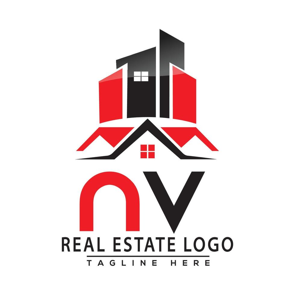 NV Real Estate Logo Red color Design House Logo Stock Vector. vector