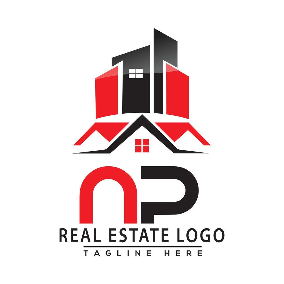 NP Real Estate Logo Red color Design House Logo Stock Vector. vector