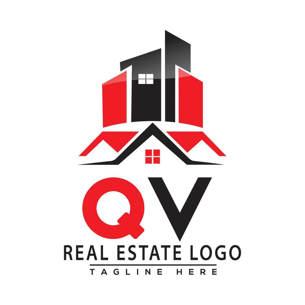 QV Real Estate Logo Red color Design House Logo Stock Vector. vector