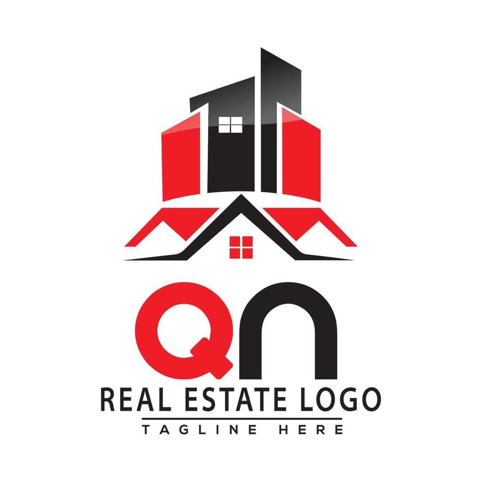 QN Real Estate Logo Red color Design House Logo Stock Vector. vector
