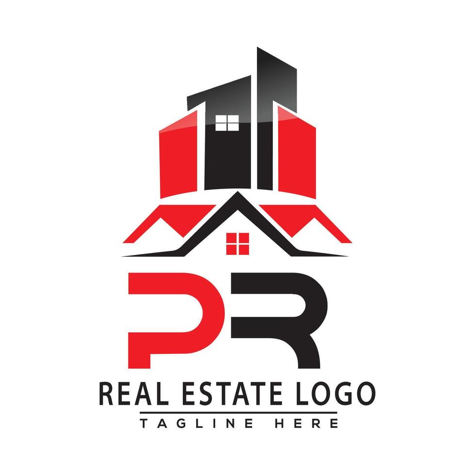 pr real inmuebles logo rojo color diseño casa logo valores vector. vector