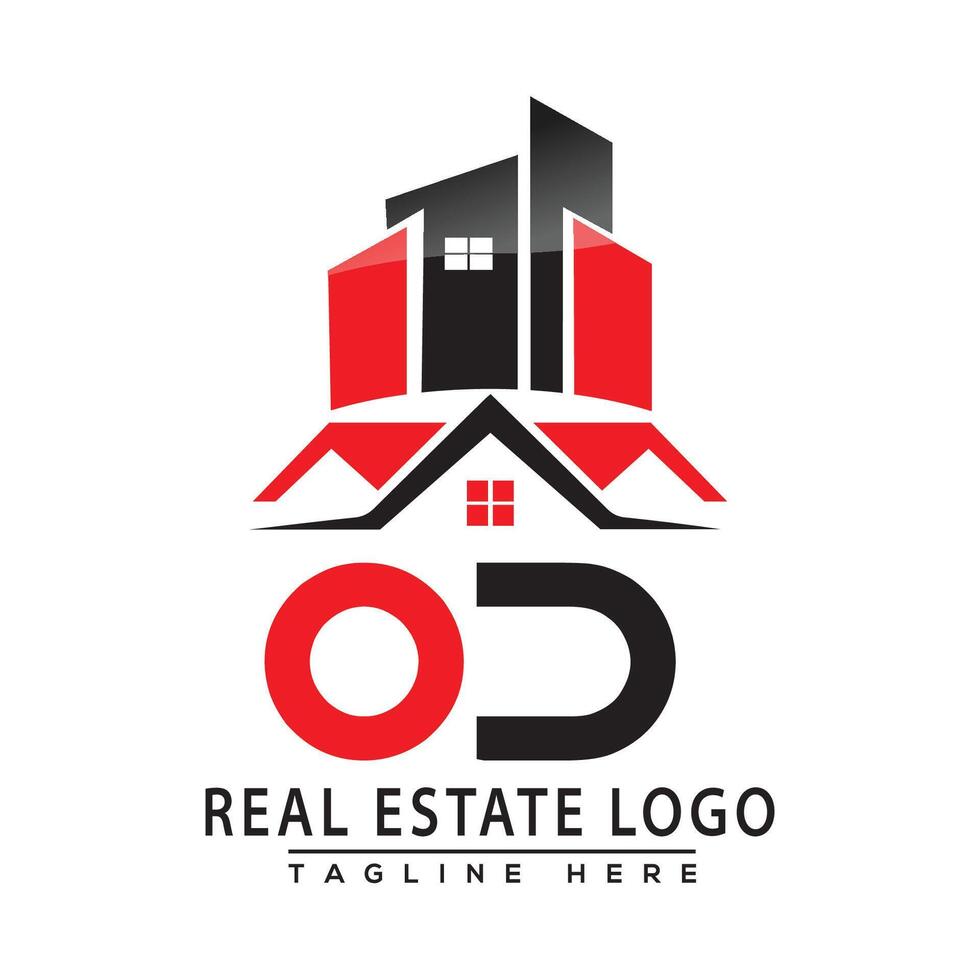 OD Real Estate Logo Red color Design House Logo Stock Vector. vector