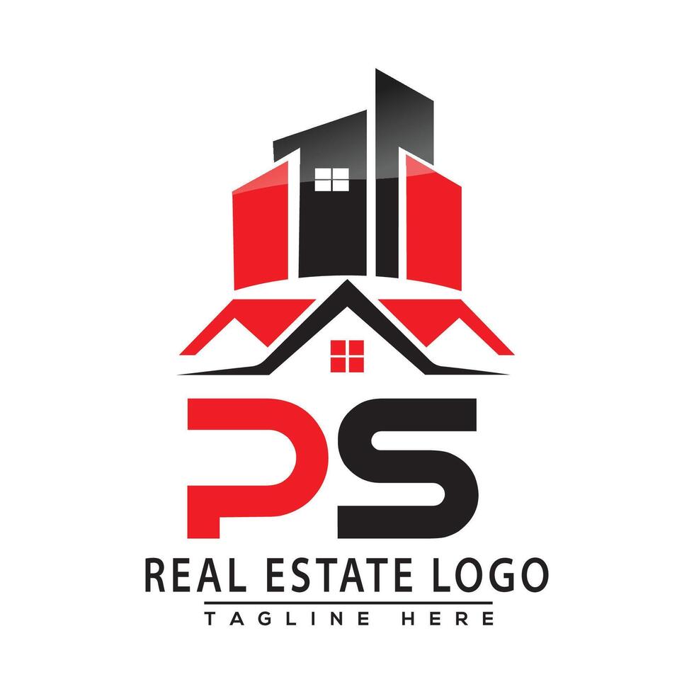 PS Real Estate Logo Red color Design House Logo Stock Vector. vector
