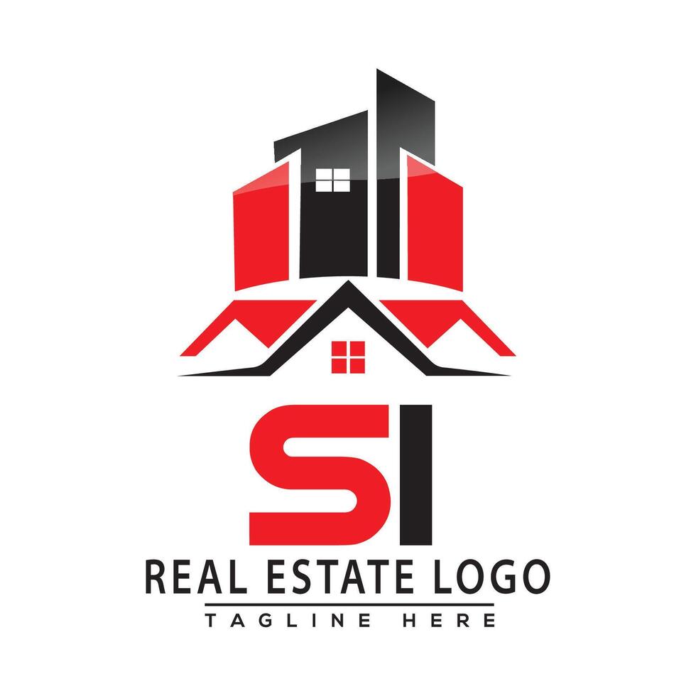 SI Real Estate Logo Red color Design House Logo Stock Vector. vector