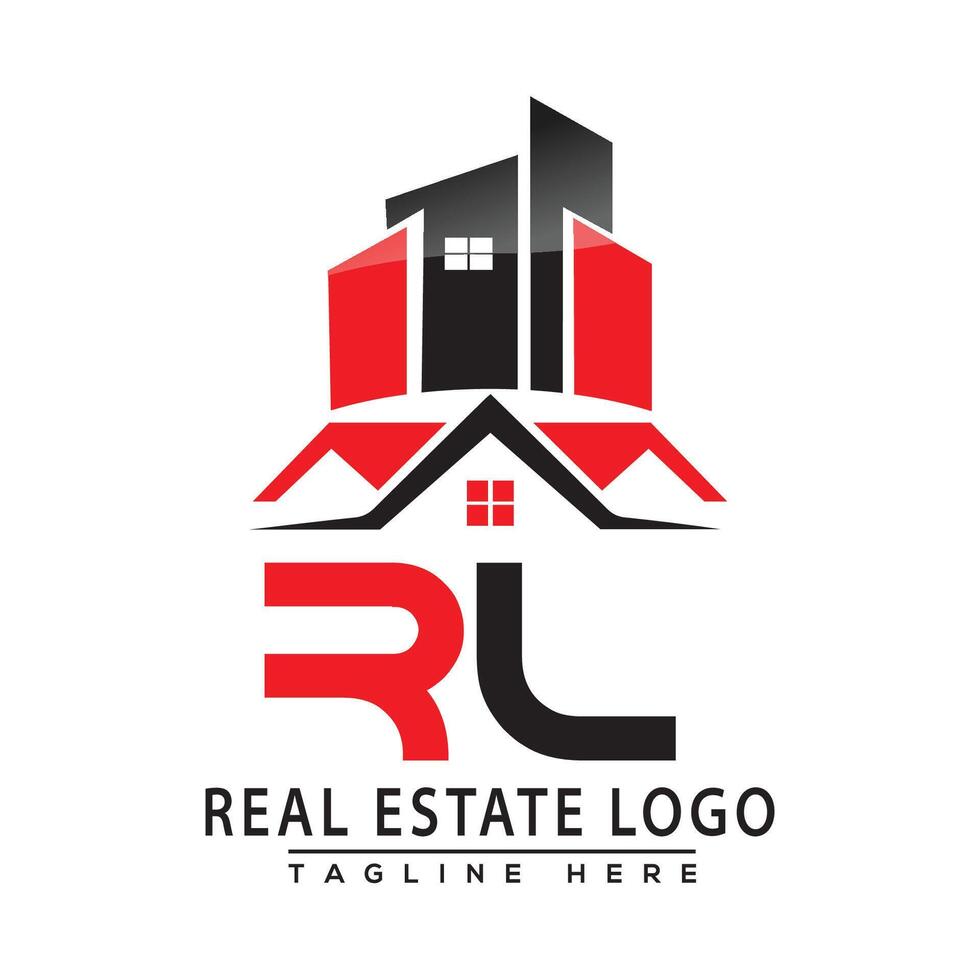 rl real inmuebles logo rojo color diseño casa logo valores vector. vector