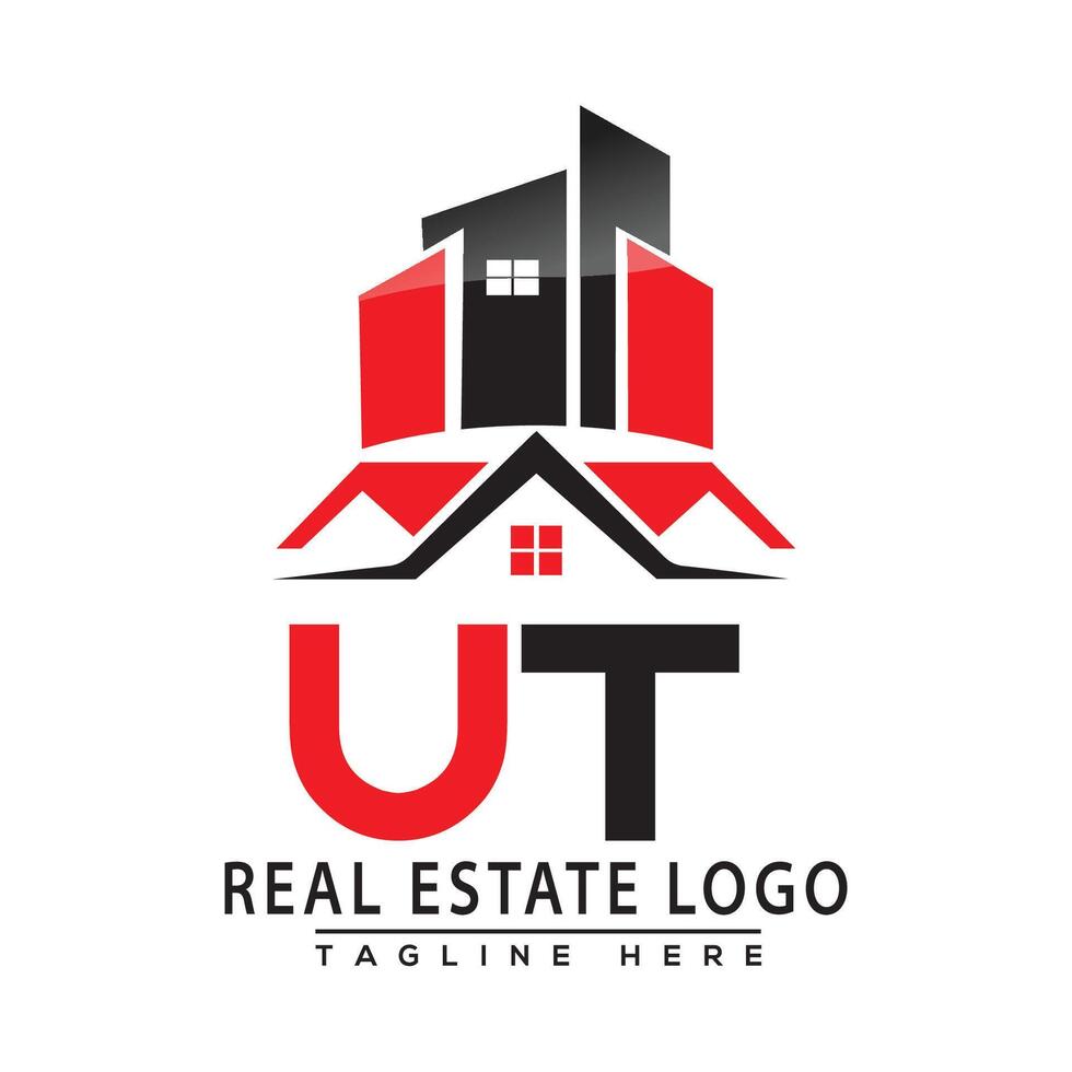 UT Real Estate Logo Red color Design House Logo Stock Vector. vector