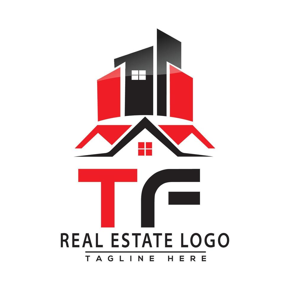 TF Real Estate Logo Red color Design House Logo Stock Vector. vector