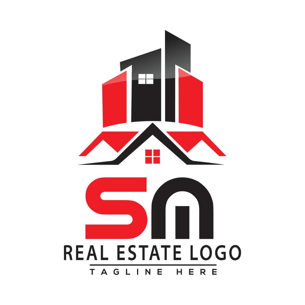 SM Real Estate Logo Red color Design House Logo Stock Vector. vector