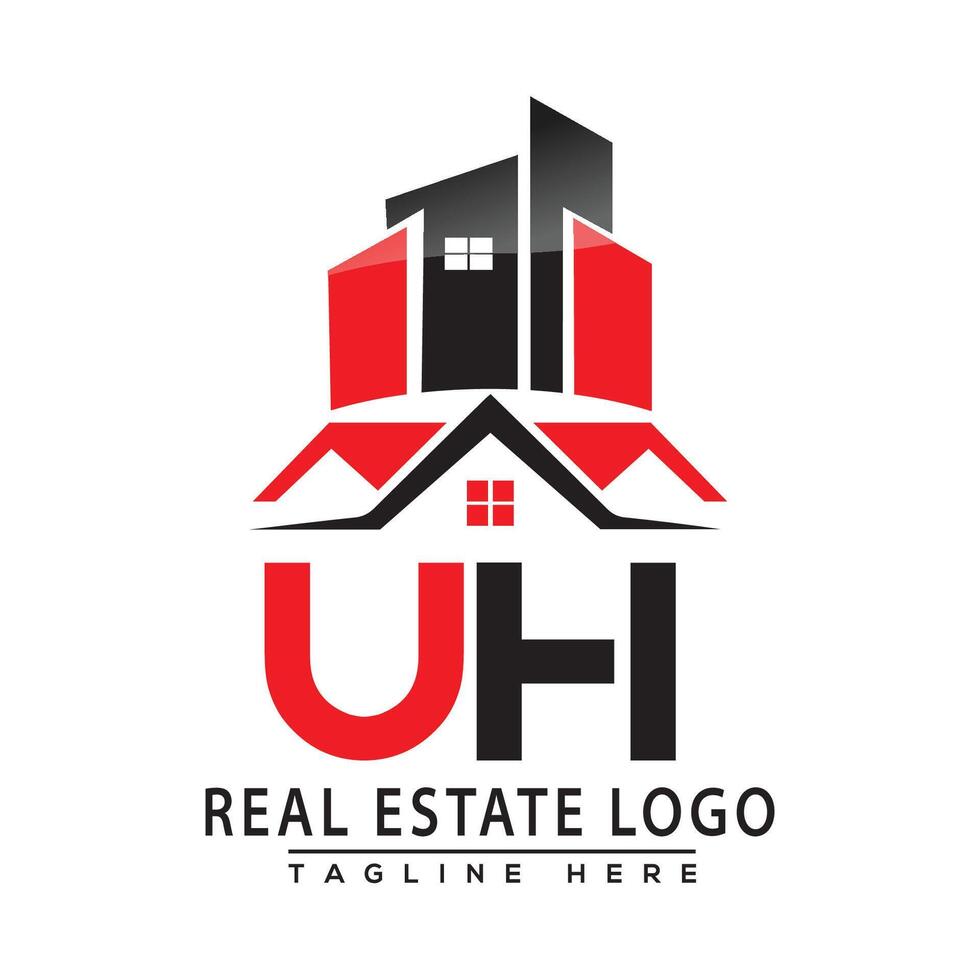 UH Real Estate Logo Red color Design House Logo Stock Vector. vector