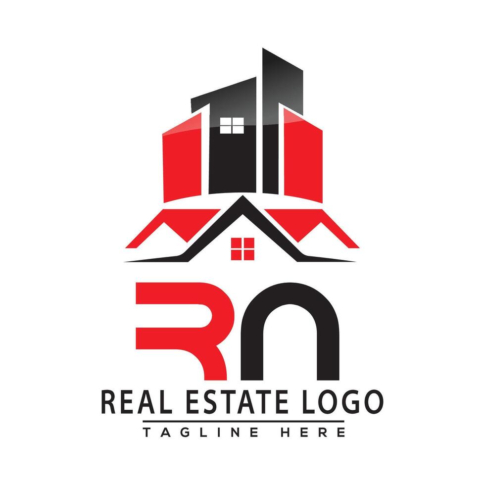 RN Real Estate Logo Red color Design House Logo Stock Vector. vector