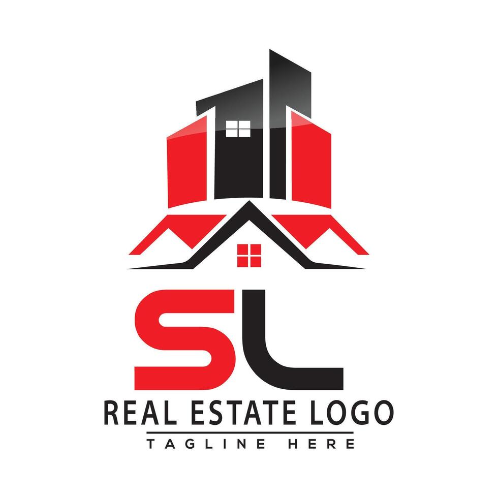 SL Real Estate Logo Red color Design House Logo Stock Vector. vector