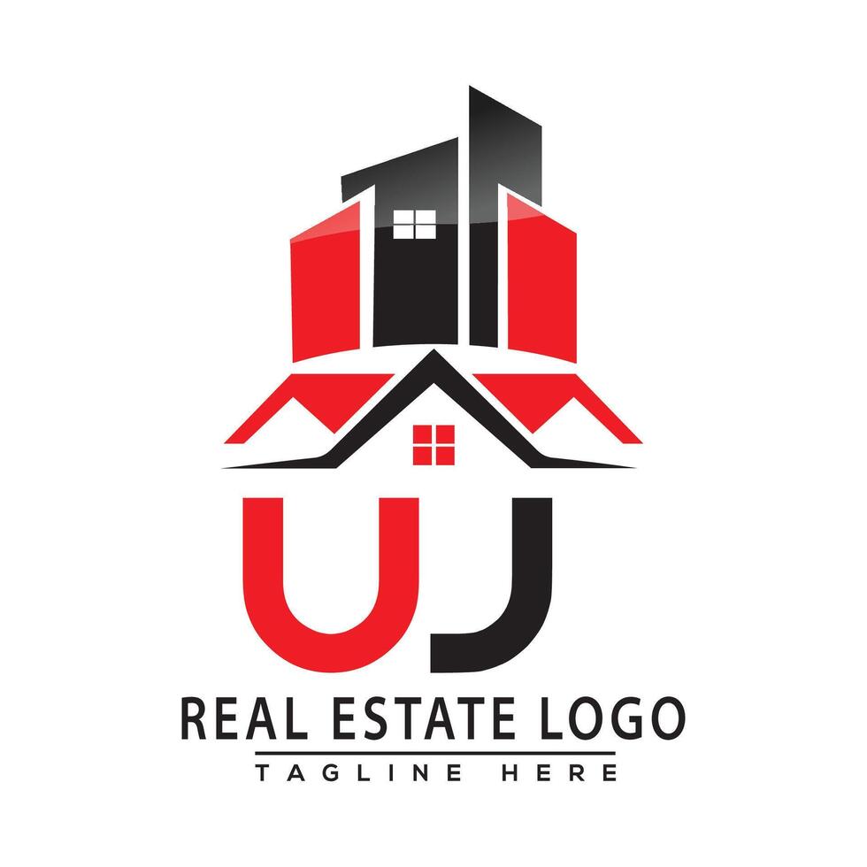 UJ Real Estate Logo Red color Design House Logo Stock Vector. vector