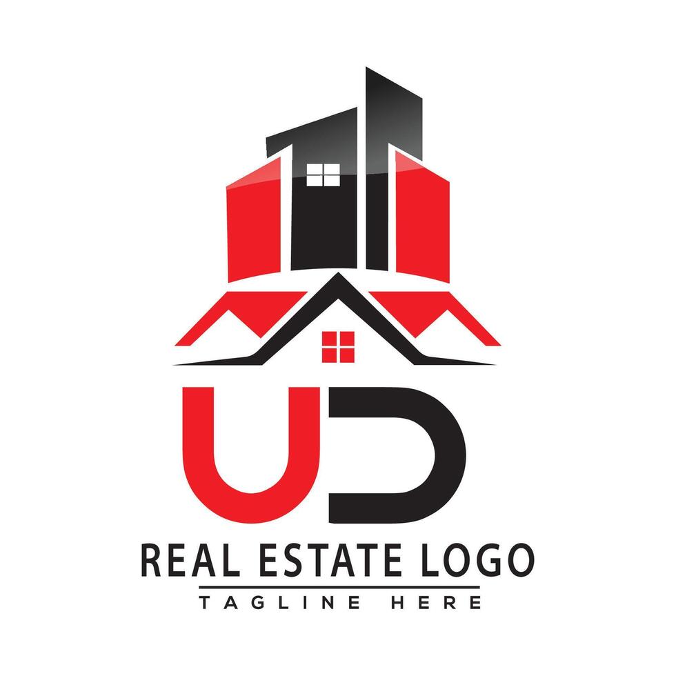 UD Real Estate Logo Red color Design House Logo Stock Vector. vector