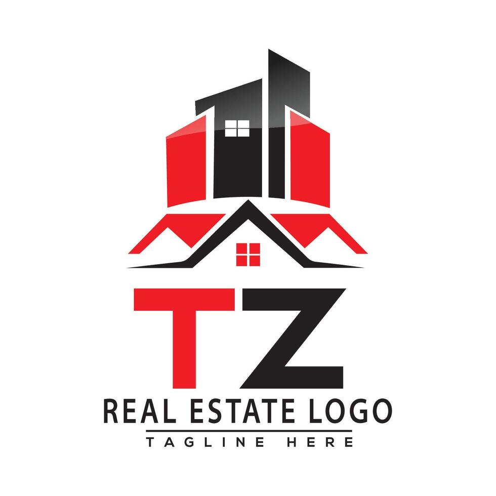 tz real inmuebles logo rojo color diseño casa logo valores vector. vector