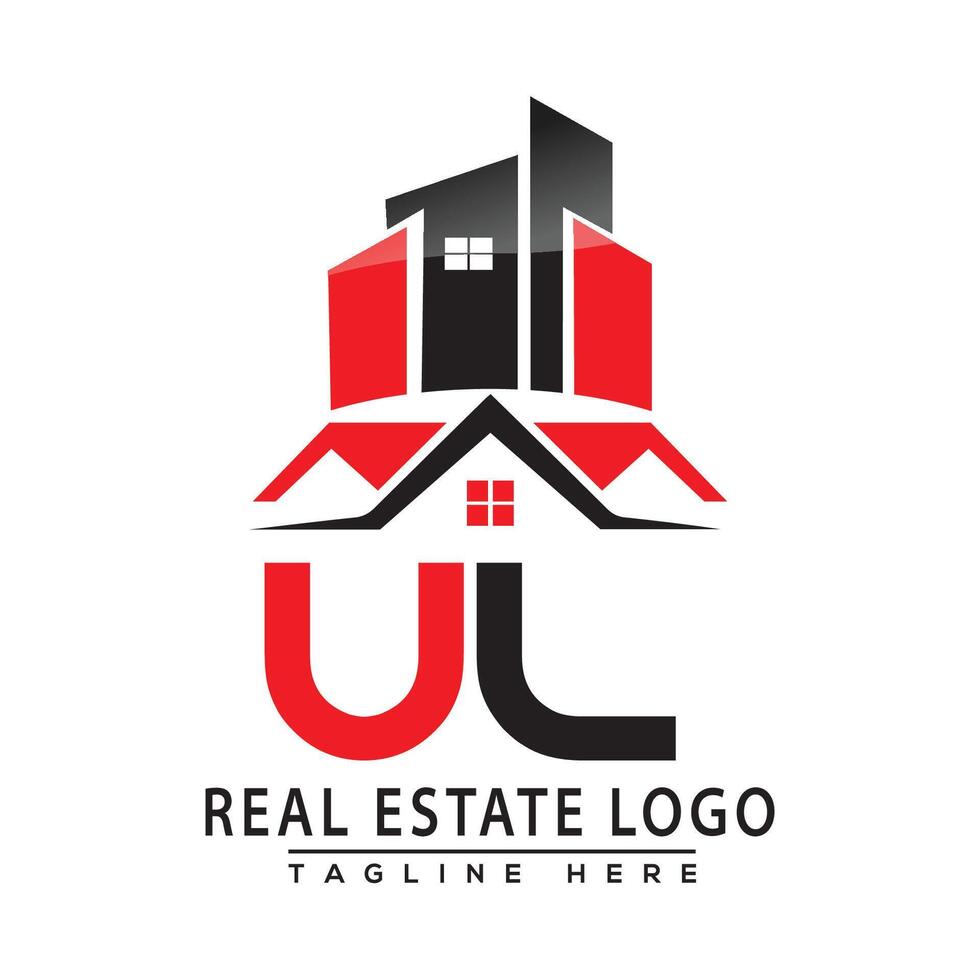 ul real inmuebles logo rojo color diseño casa logo valores vector. vector