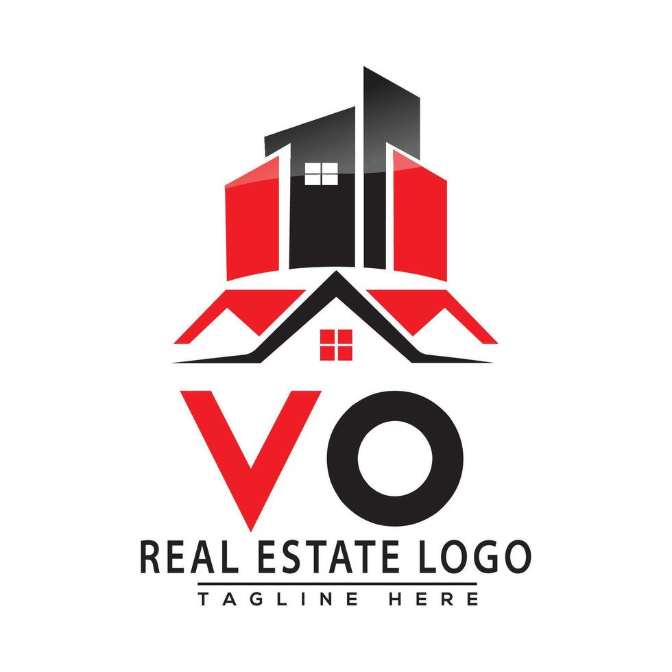 vo real inmuebles logo rojo color diseño casa logo valores vector. vector