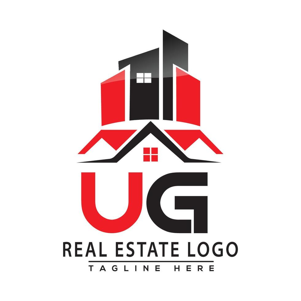 UG Real Estate Logo Red color Design House Logo Stock Vector. vector