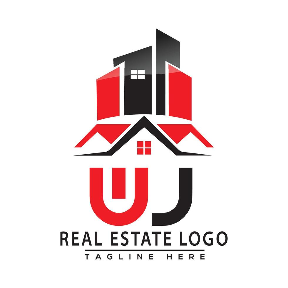 WJ Real Estate Logo Red color Design House Logo Stock Vector. vector