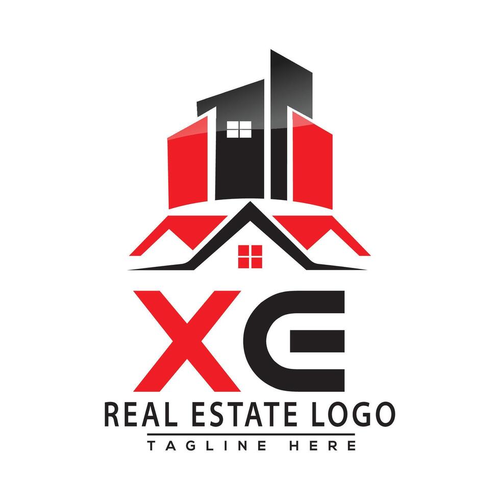 XE Real Estate Logo Red color Design House Logo Stock Vector. vector