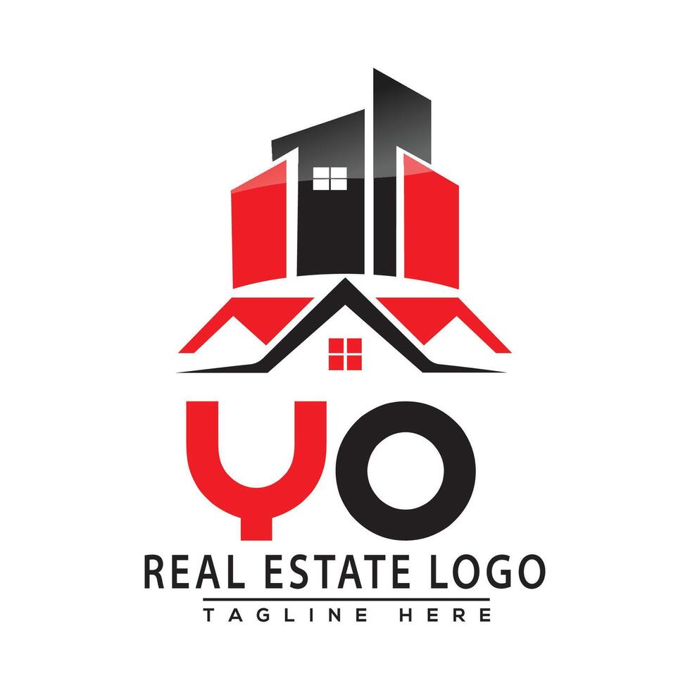 YO Real Estate Logo Red color Design House Logo Stock Vector. vector