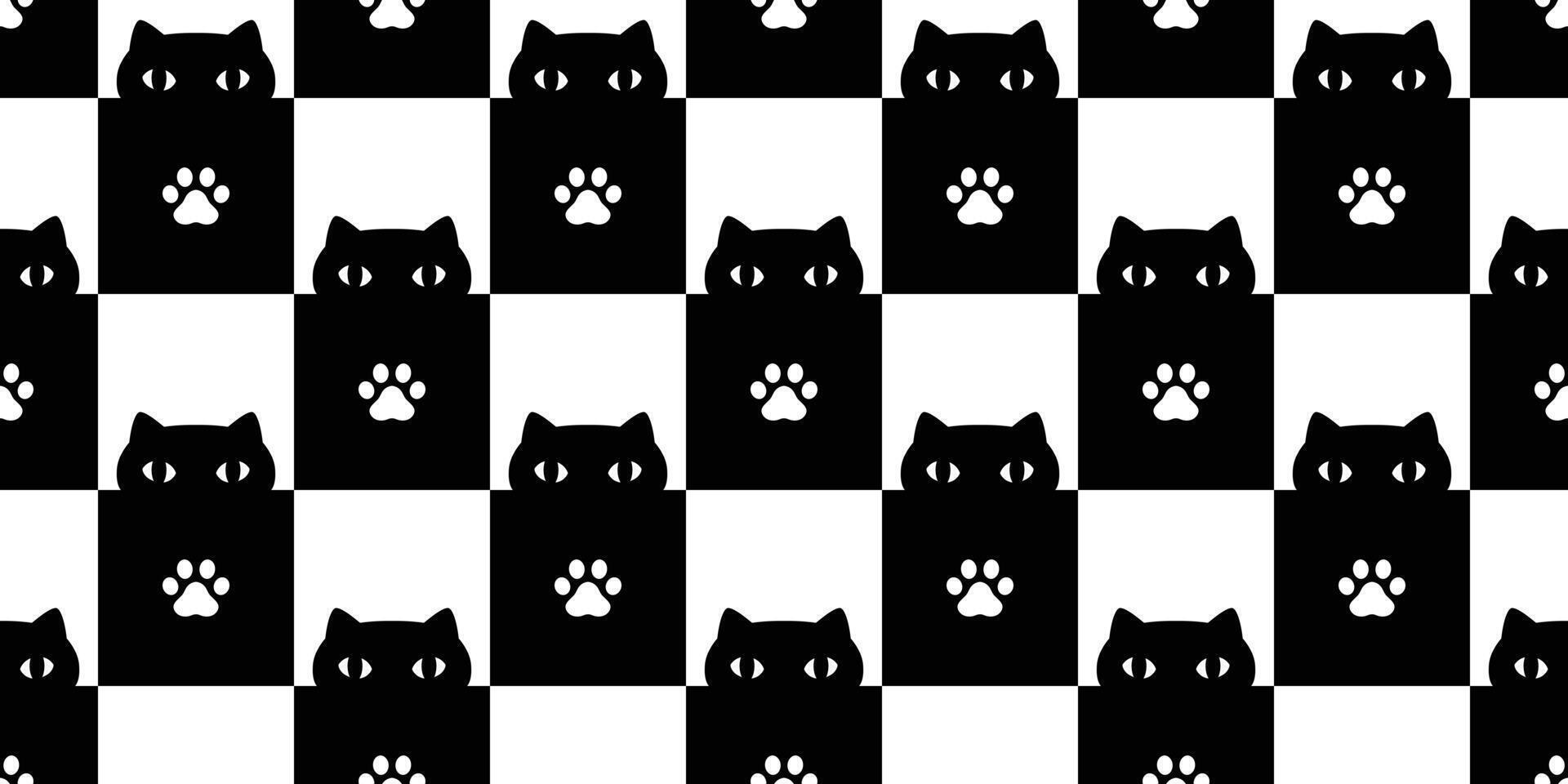cat seamless pattern kitten paw footprint vector calico pet checked scarf isolated repeat background cartoon tile wallpaper doodle illustration design