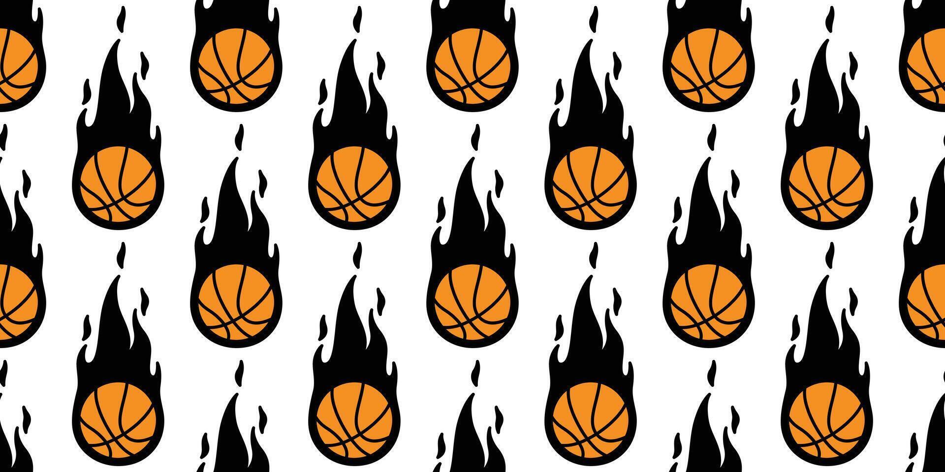 basketball fire seamless pattern vector ball sport cartoon scarf isolated repeat wallpaper tile background illustration doodle design