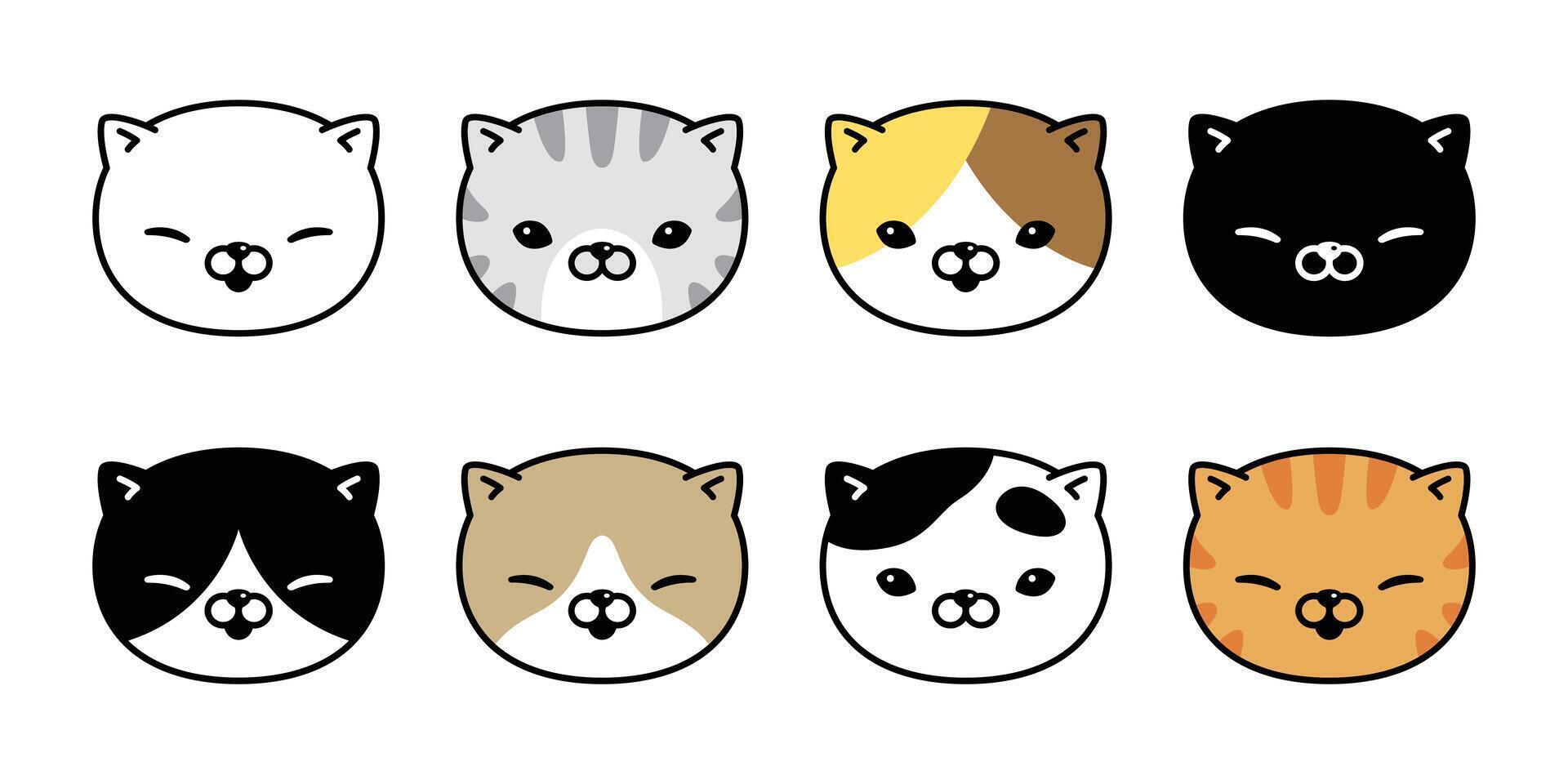 gato vector icono calicó gatito raza logo símbolo cara cabeza personaje dibujos animados garabatear ilustración diseño